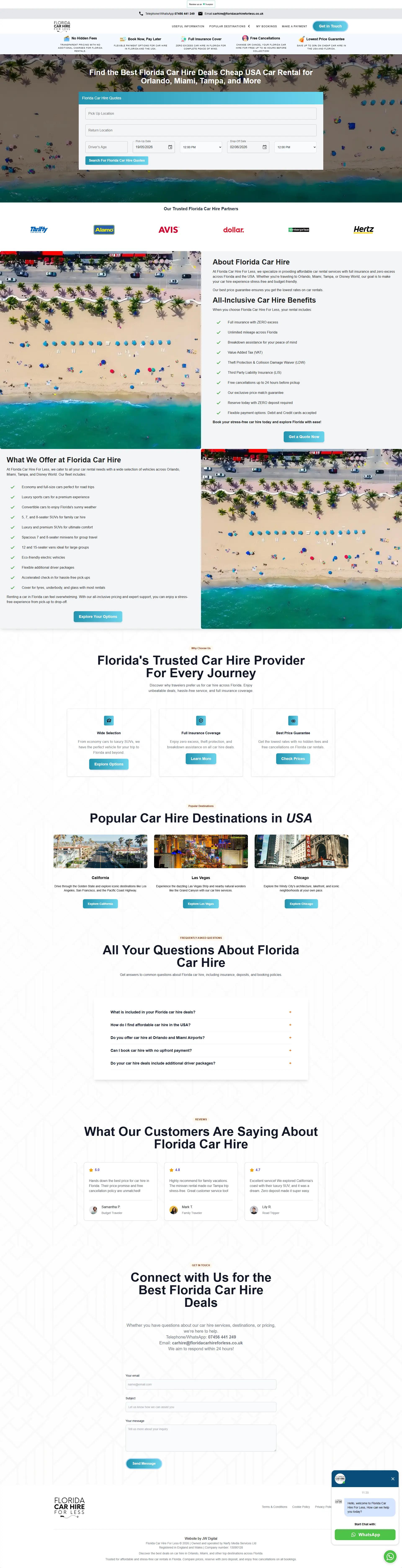 Florida Car Hire For Less — Car Rental / Travel project by JW Digital