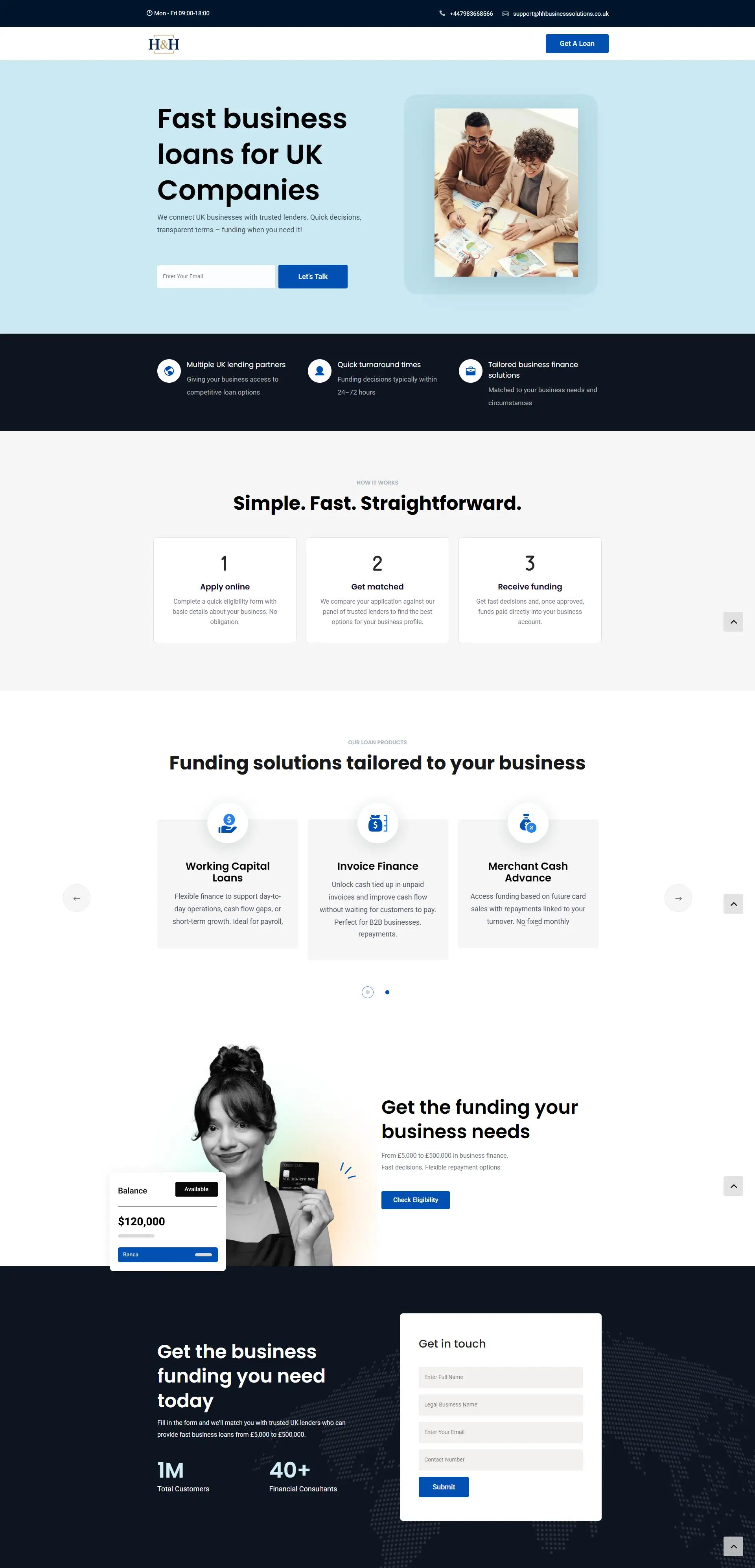 H H Business Solutions — Business Finance project by JW Digital