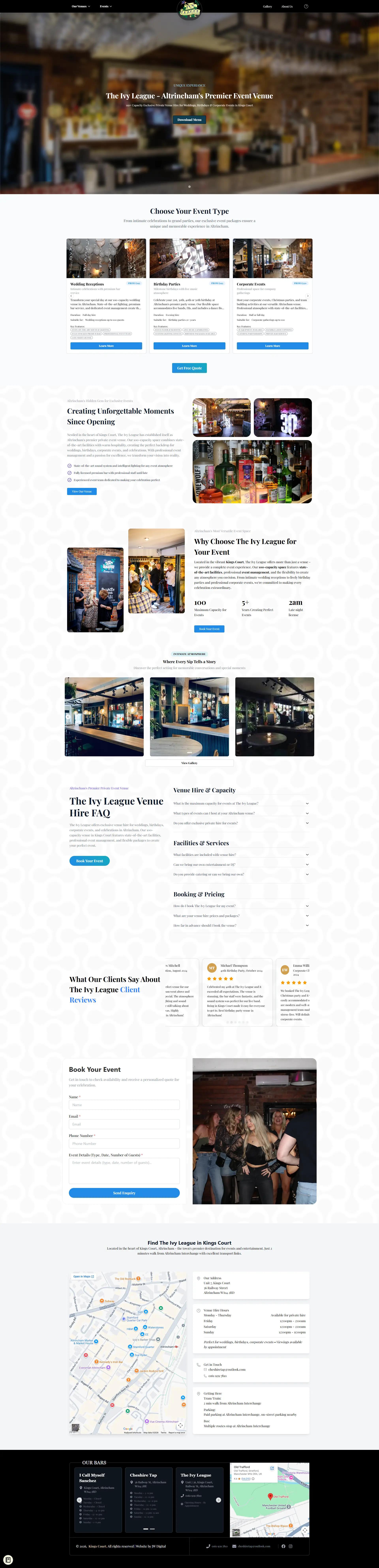 The Ivy League Altrincham — Events Venue / Hospitality project by JW Digital