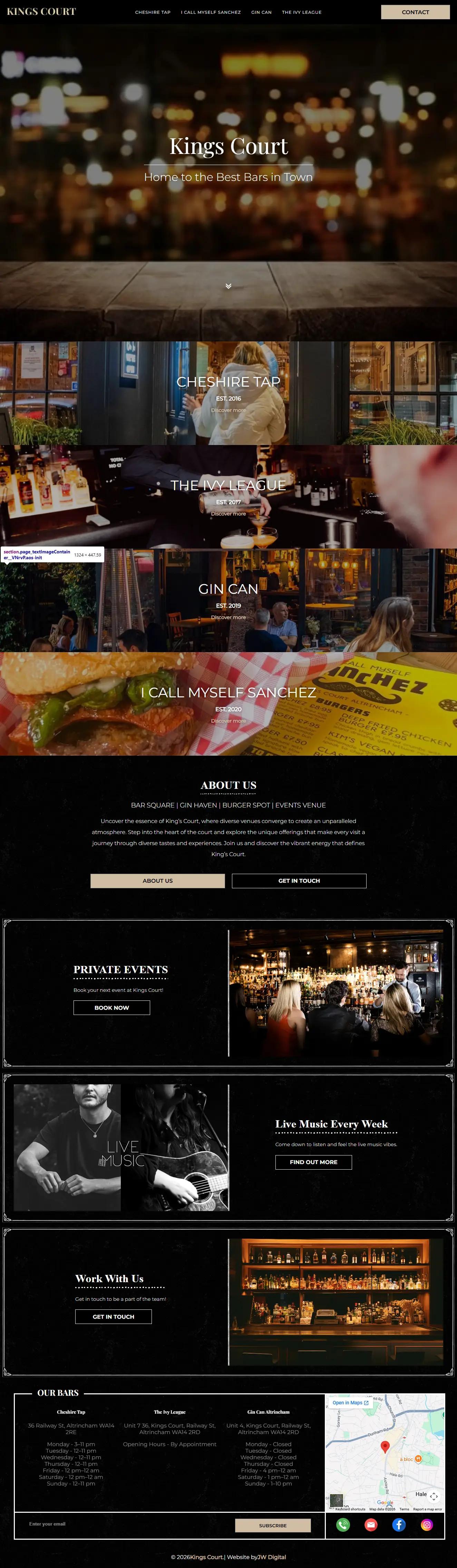 Kings Court Altrincham — Hospitality / Multi-Venue Group project by JW Digital