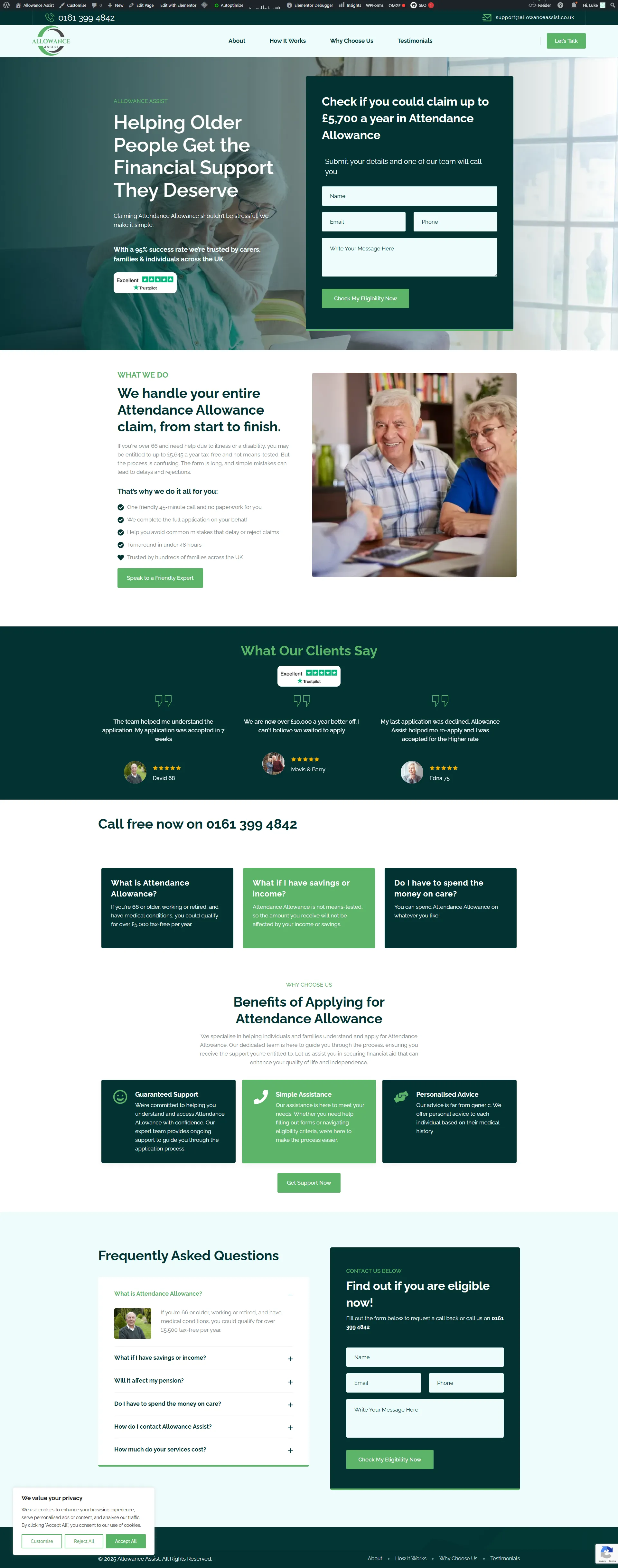 Attendance Allowance Services - Financial Services