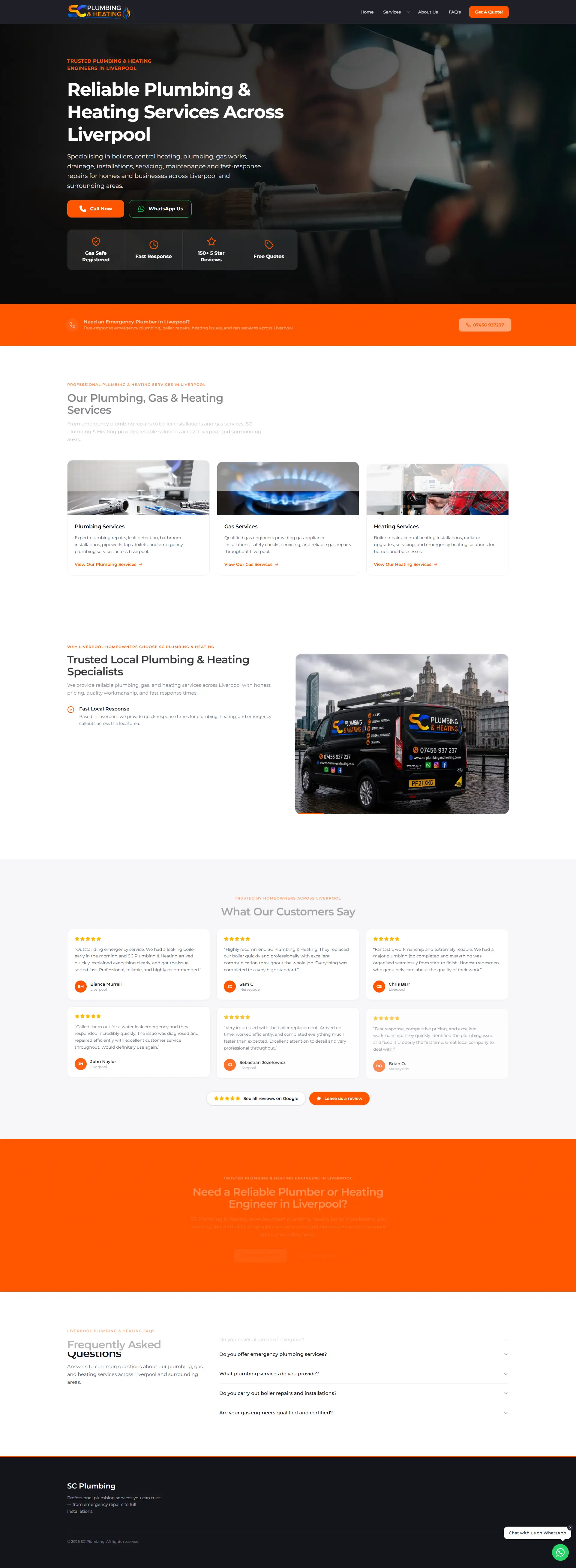 SC Plumbing & Heating Trade Services project for Plumbing & Heating business in Liverpool, Merseyside